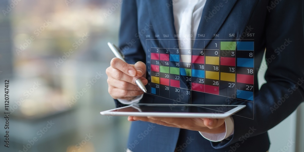 Poster analyzing performance data with digital dashboard