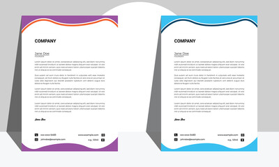 Simple business letterhead design set of two Vector Image. Colorful letterhead design template.