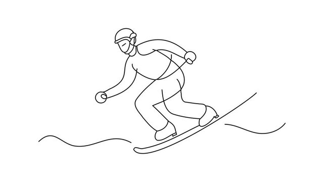  Skiing Continuous line draw Full length single line animation.