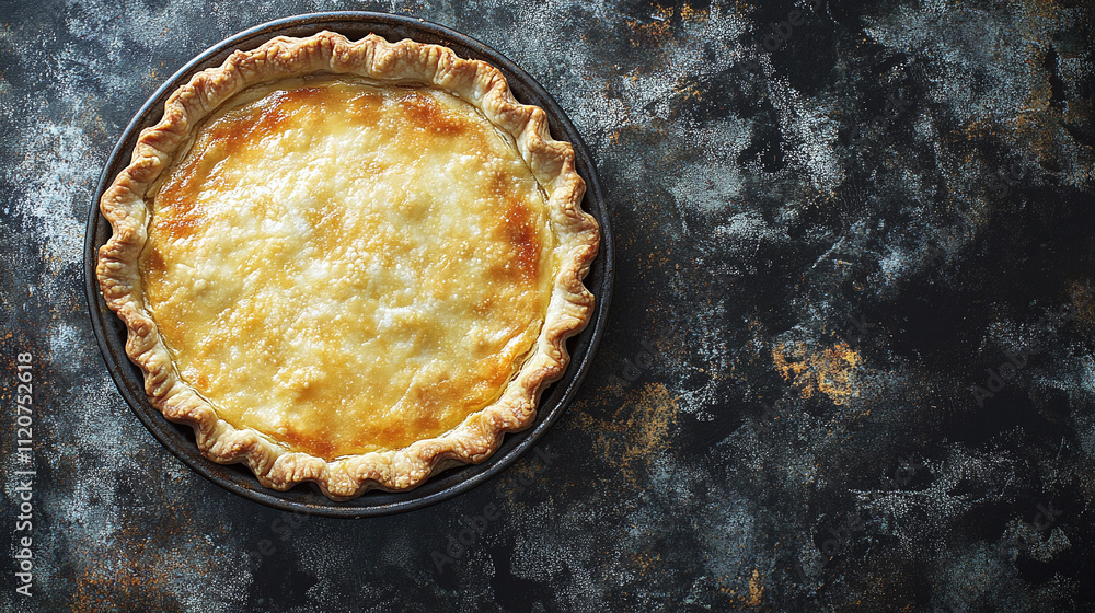 Wall mural Classic apple pie dessert, rustic top view pastry homemade, traditional american thanksgiving holiday tart, delicious fresh seasonal, golden culinary organic.