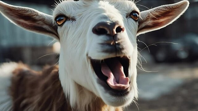 funny goat smile video comic animal beast billy joy bleat caprine 4k cattle comedy cute dangling domestic farm 