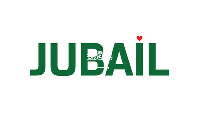 I Love Jubail, Typographic Design of I Love Jubail with a flag of Saudi Arabia on a white background, Flag of Saudi Arabia corporate in Jubail with heart, I love Jubail, Jubail, I love Saudi Arabia