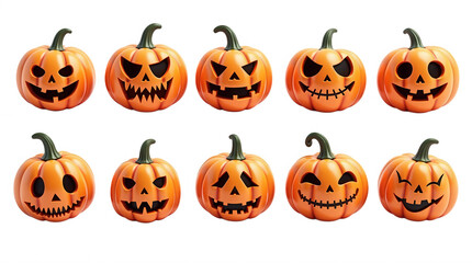 Spooky Halloween Jack-O'-Lantern Illustration Set on Transparent Background, Perfect for Festive Design Overlays and Seasonal Projects