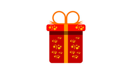 Red gift box with star and ribbon isolated icon. Editable vector transparent background box.