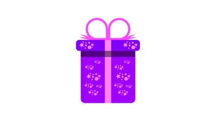 Purple gift box with star and ribbon isolated icon. Editable vector transparent background box.