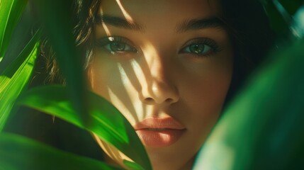 Beautiful Woman Amidst Lush Greenery