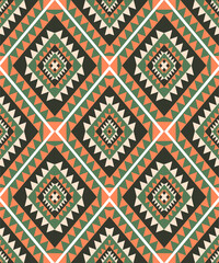 1.	Seamless Ethnic Pattern Texture. Navajo Geometric Print, Rustic Decorative Ornament. Abstract Geometric Pattern. Native American Pattern Ornament for the design of Clothing