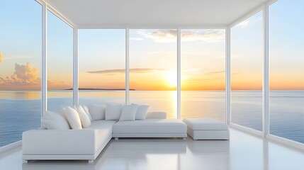 Fototapeta premium Modern Living Room with Ocean View.