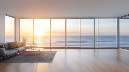 Modern Living Room with Ocean View.