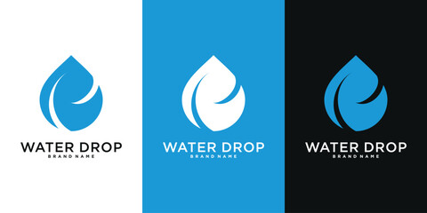 Water drop logo design. Aqua natural dropplet icon. Premium Vector