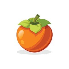 Persimmon fruit isolated flat vector illustration on white background