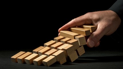 Hand Carefully Removing Wooden Blocks