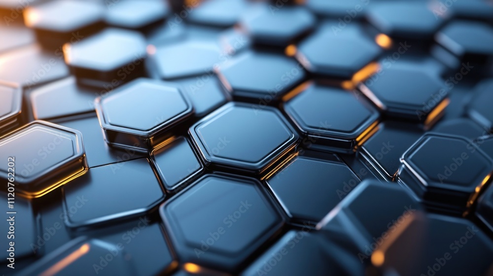 Poster abstract metallic hexagon pattern background.