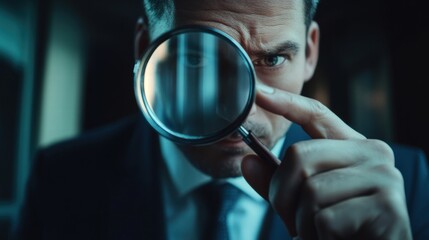 Fototapeta premium Businessman Investigating with Magnifying Glass