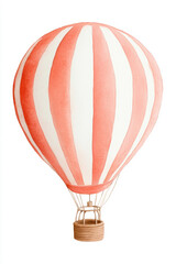 Fototapeta premium Watercolor Red and White Striped Hot Air Balloon