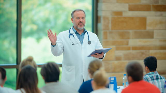 Doctor conference audience, Presentation education lecture in hospital, Group of doctor are meeting in hospital.
