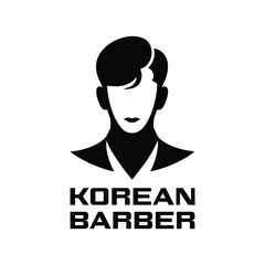 Korean Hairstyle Barbershop Logo Simple