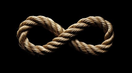 Obraz premium Rope knot on a black background. 3d rendering. Computer digital drawing.