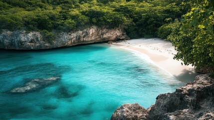 Secluded Tropical Cove: Turquoise Waters and Pristine Beach