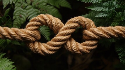 Fototapeta premium Rope knot on a black background. 3d rendering. Computer digital drawing.
