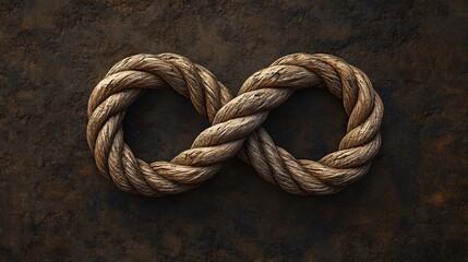 Fototapeta premium Rope knot on a black background. 3d rendering. Computer digital drawing.