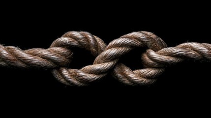 Rope knot on a black background. 3d rendering. Computer digital drawing.