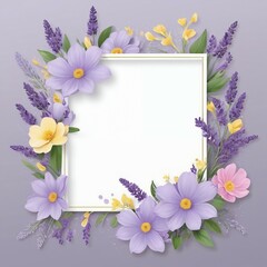 Invitation background with purple flowers with pastel shades of pink, yellow, and lavender