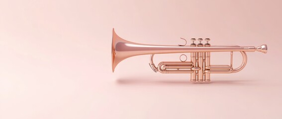 Obraz premium A polished trumpet on a soft background.