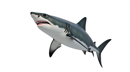 Naklejka premium Realistic Shark Illustration on Transparent Background for Design Projects and Ocean-Themed Overlays