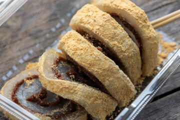 Famous Beijing street food of Lvdagun or rolling donkey.