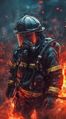 Firefighter in Action: A Dramatic Rescue Scene