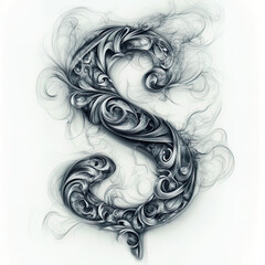 Fototapeta premium The image features a highly stylized letter 
