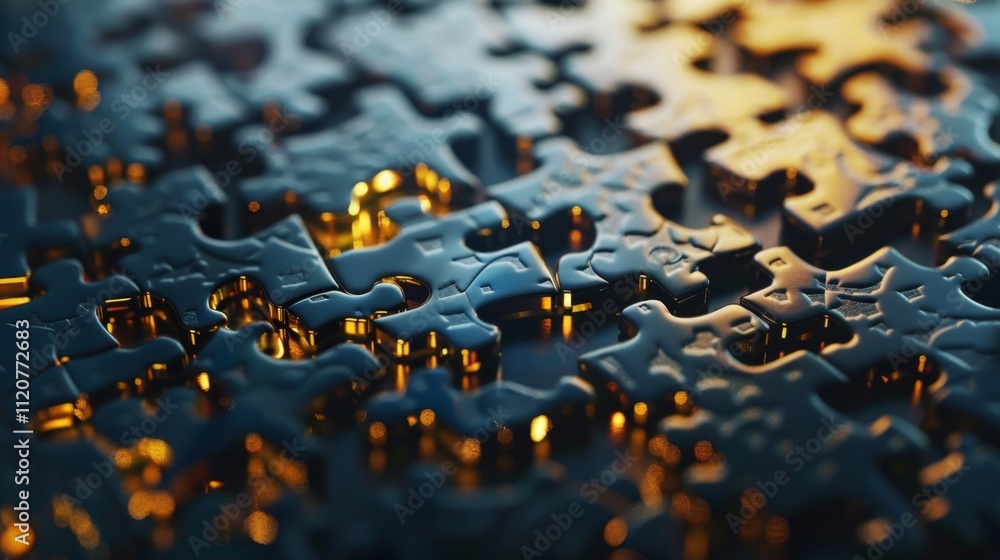 Poster an intricate puzzle of blockchain pieces forming a sy foundation for the future of finance.