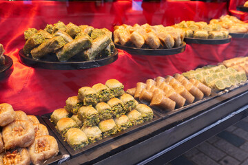 turkish dessert baklava selling at shop 