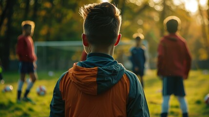 Football or soccer coach watching a children's soccer match.