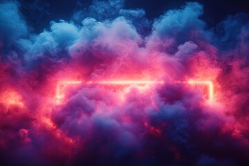 Fototapeta premium Neon Smoke Frame Abstract Design Fire Glowing Background Vibrant Colors Technology Energy Illumination