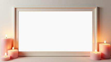 Cozy Frame with Ambient Pink Candles ? Perfect for Home Decor, Relaxation Themes, and Calming Atmosphere Photography
