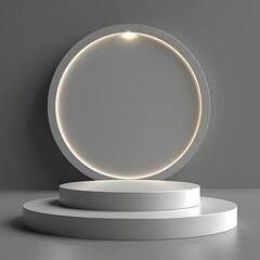 Minimalist Product Display Platform with Illuminated Circle