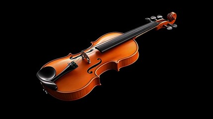 Obraz premium A Polished Violin Rests Against A Dark Background