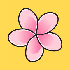 Plumeria Frangipani Flower Vector Cartoon Illustration. Botanical Icon Concept Isolated Premium Vector. Flat Cartoon Concept. Cute Doodle Cartoon Illustration Style. Suitable for Any Project