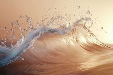 Hydrating Cream Waves and Liquid Splash on Soft Pastel Background for Skin Care