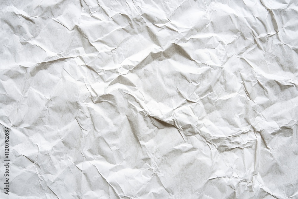 Poster crumpled white paper texture with intricate folds and creases creating a unique abstract pattern in 