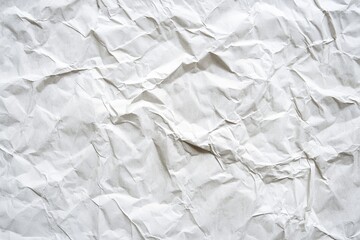 Obraz premium Crumpled white paper texture with intricate folds and creases creating a unique abstract pattern in plain color. Generative AI