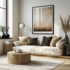 Modern Living Room Interior Scandinavian Design Cozy Sofa Minimalist Decor Soft Natural Light