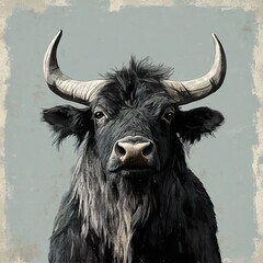 Majestic Black Bull Portrait: A Powerful Animal Image