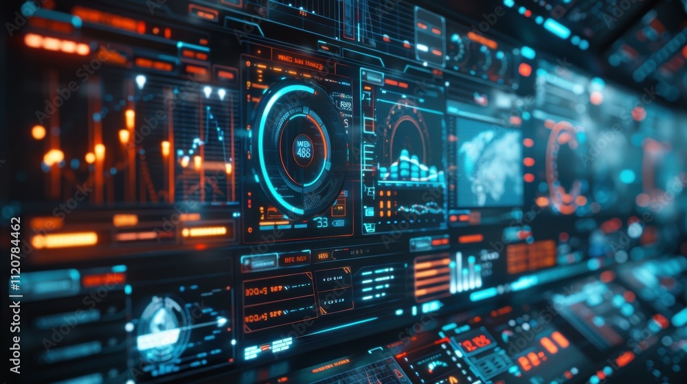 Poster ai-powered tech hub real-time data visualization with an interactive futuristic dashboard