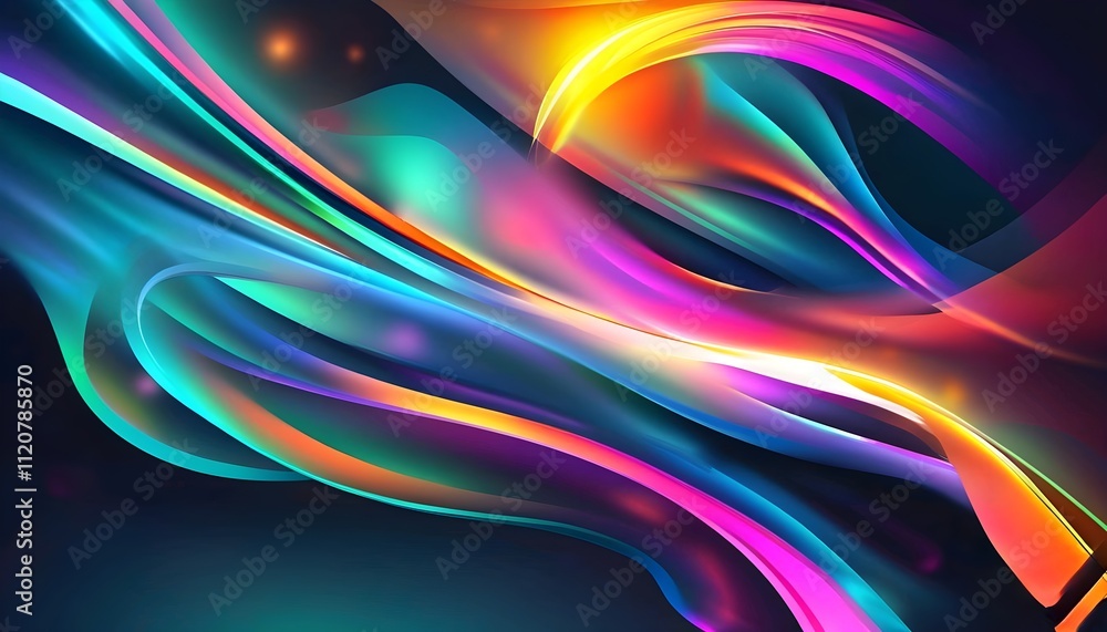 Poster abstract colorful wave design with dynamic lines and rainbow effects