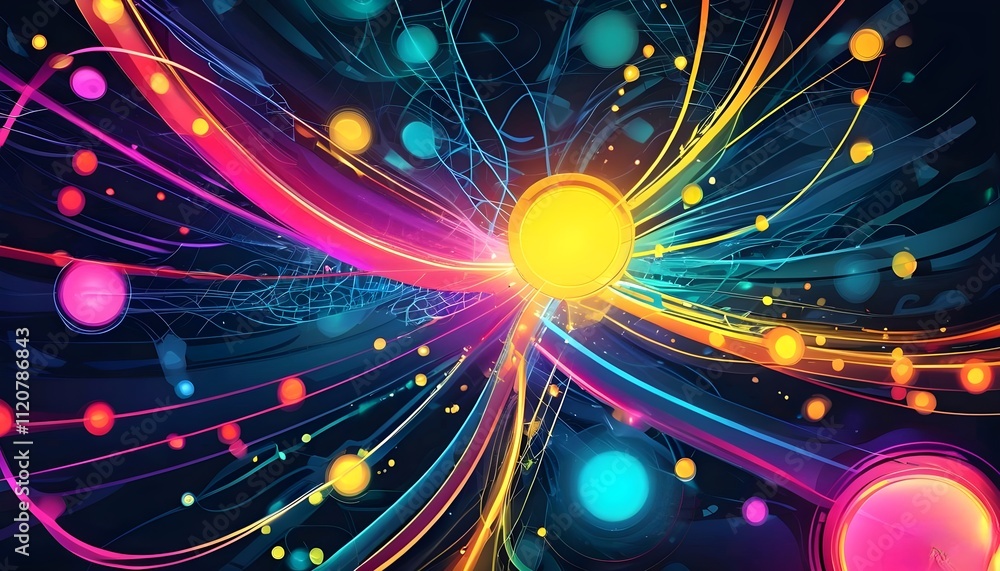 Aufkleber abstract glowing lights with a dynamic wave design and vibrant colors showcasing energy and motion i