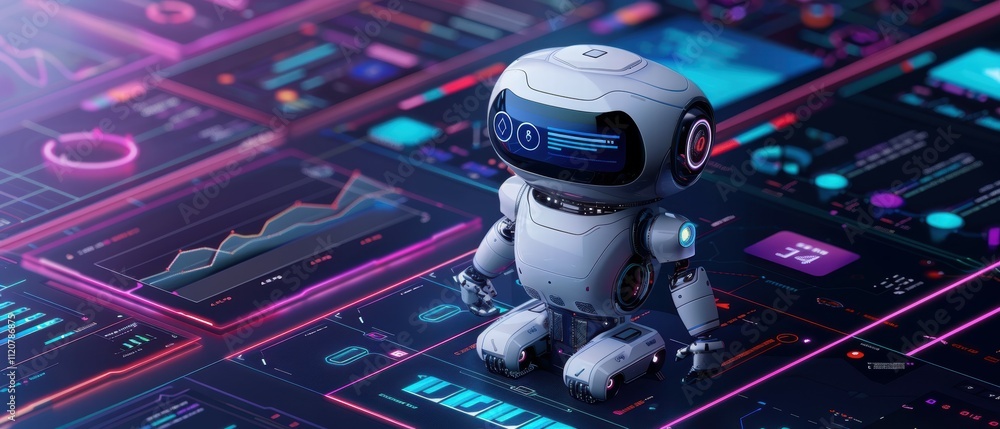 Poster digital workspace ai robot dashboard with customizable widgets for productivity