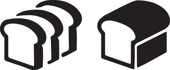 Set of bread icon silhouette design vector art illustration